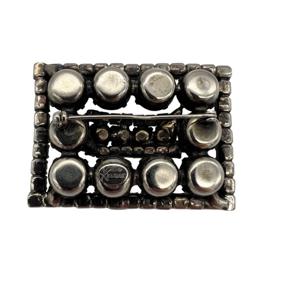 Vintage Kramer Rhinestone Floral Brooch 2.25" x 1.75" Signed Costume Jewelry - Picture 2 of 6